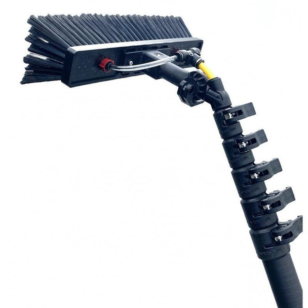 Gardiner Pole Systems Gardiner SLX 30ft Carbon Fiber Pole, extending cleaning pole with brush head and adjustable segments for window and high-reach cleaning.