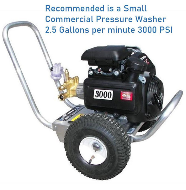 ProTool Counter Rotating Solar Brush 16in with Floating Brush System, portable power washer with black engine and large rubber wheels.