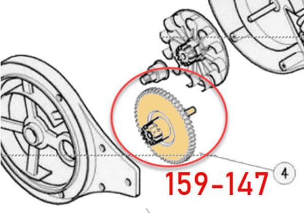 ProTool Gear, detailed technical diagram of the gear mechanism showing the gear part labeled 159-147.