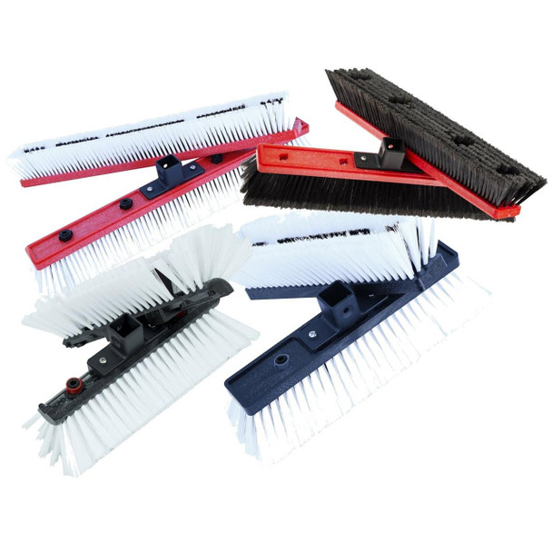 J.Racenstein Gardiner Brush Ultimate Series, cleaning brushes with various bristle types and colors for industrial cleaning use.