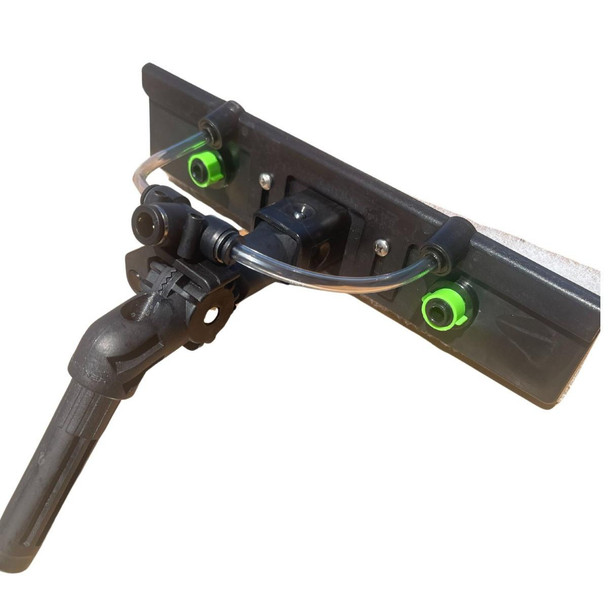 J.Racenstein Gardiner Scrubber with Rinse Bar 10in, close-up view showing the scrubbing device with a handle and attached rinse bar for cleaning surfaces efficiently.