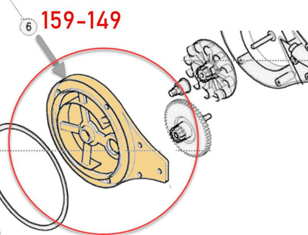 ProTool Cover, detailed technical diagram of the power tool cover component with internal gears and parts.