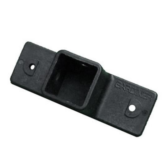 J.Racenstein Gardiner Brush Socket Quick-LoQ 90 Deg, black angled power tool socket attachment with mounting holes on each end.