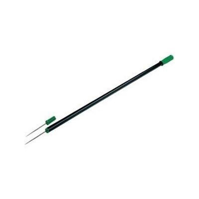 Unger Paper Picker Pin 42in, long black telescopic tool with green handle and wire prongs for picking up paper and lightweight debris.