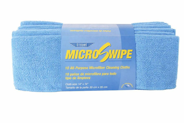 Ettore MicroSwipe Microfiber Towel 10 Pack, blue all-purpose microfiber cleaning cloths for versatile cleaning