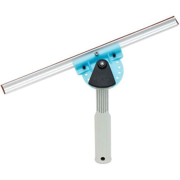 Wagtail Squeegee Aluminum Pivot Control 14in, blue and gray squeegee with aluminum handle and pivot control mechanism.