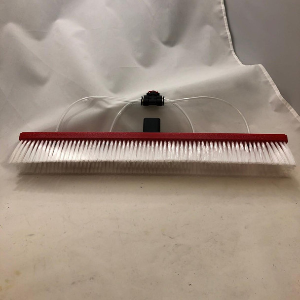 J.Racenstein HiFlo Ultimate Medium Soft 18in Brush for Commercial or Solar Cleaning, a long white brush with red top and flexible tubing for cleaning solar panels or large surfaces.