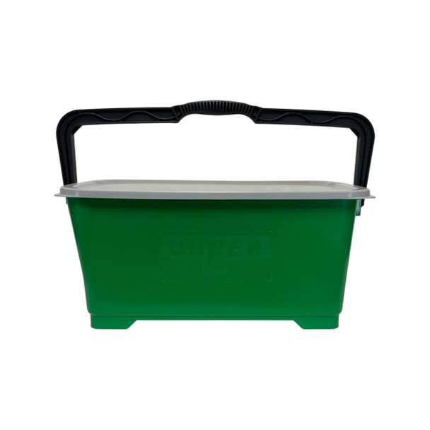 Unger Bucket BigPro Complete Unger, green cleaning bucket with black handle and gray lid for professional cleaning tools.