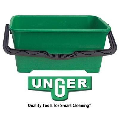 Unger Bucket BigPro Unger, green cleaning bucket with black handle for professional cleaning tools.