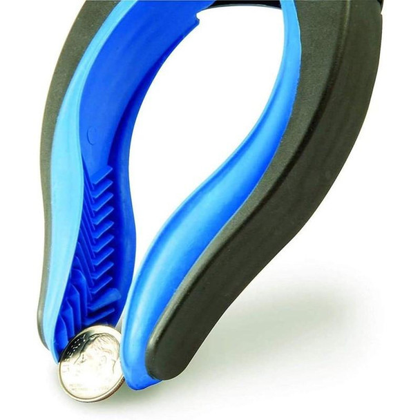 Ettore Grip-n-Grab Tool, blue and black hand-held grabbing tool with textured gripping surface and curved design for easy reach and handling.