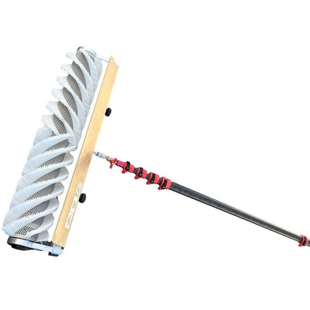 ProTool Solar RODI Skid + Rotary Brush WP Kit, product image showing the cleaning and polishing equipment with a long handle and spiral brush for water and solar panel maintenance.