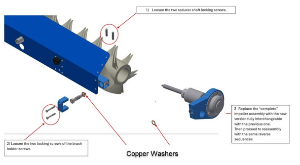 J.Racenstein Washer, Copper Pair Side Nozzle, 2 pcs - Detailed diagram showing copper washers as part of a mechanical assembly.