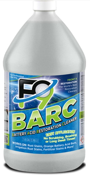 J.Racenstein F9 Sample Pack 4 gallon, battery acid restoration cleaner bottle with label.