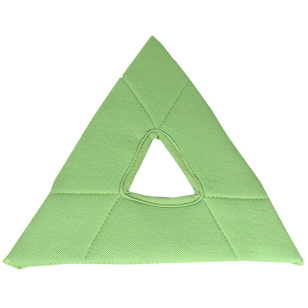 Unger Stingray Glass Cleaning Pad, bright green triangular microfiber cleaning pad with a cutout handle for easy grip.