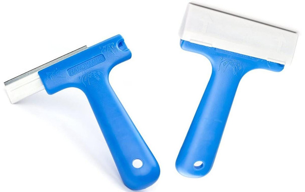 JBF Scraper Handy 03in, blue handheld scraper with a flat metal blade and ergonomic handle.