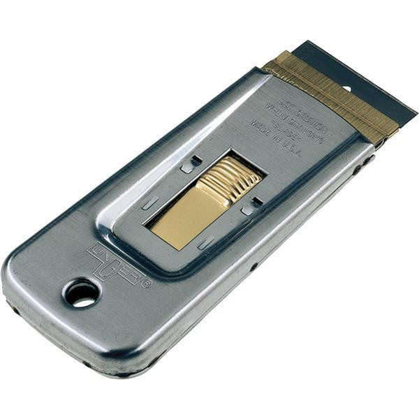 Unger Safety Scraper, metal handle with a replaceable blade for safe and efficient glass and surface cleaning.