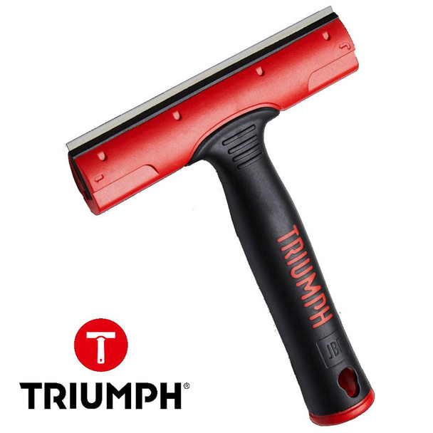 Triumph Scraper Straight Triumph MK3 6in, a red and black handheld window cleaning tool with a wide flat scraper blade and ergonomic handle.