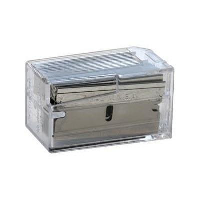 Unger Single Blade Dispenser with 10 Blades, clear plastic dispenser container holding replacement blades