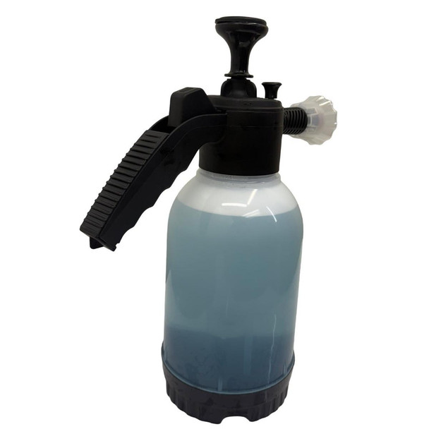 ProTool Foamer Bottle Handheld Pump Up, black and white hand-held foam sprayer with adjustable nozzle and trigger mechanism for cleaning and detailing.