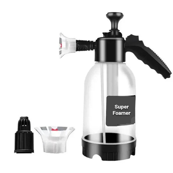 ProTool Foamer Bottle Handheld Pump Up, transparent foam sprayer with black and white components for cleaning or detailing.