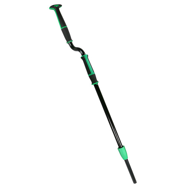 Unger Excella Offset Pole, black and green professional window cleaning tool with adjustable length and ergonomic handle for high-reach cleaning.