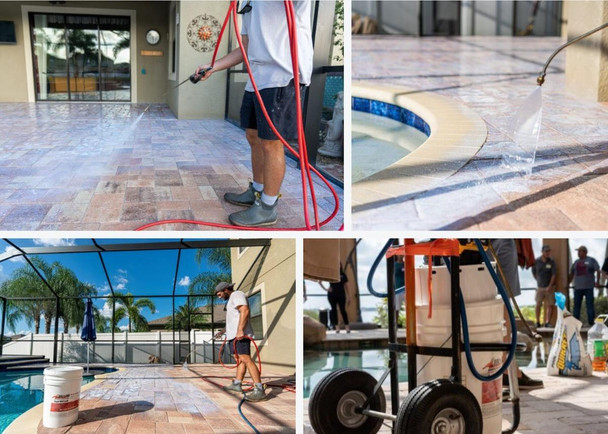 ProTool Seal n Lock Bucket Sprayer Dual Battery, professional pressure sprayer used for cleaning and sealing outdoor surfaces.