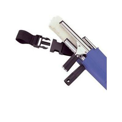 Pulex Clip Male End Tubex Pulex, image of a cleaning equipment clip with a black strap and metal clip for secure attachment.