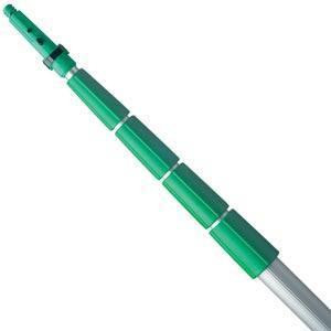 Unger Add n Arm Tele-Plus Pole 30ft All Sect, extendable green cleaning pole with multiple sections for reaching high surfaces.