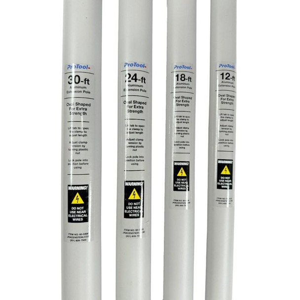 ProTool Telescopic Pole Oval, set of four aluminum extension poles in various lengths for painting or cleaning projects.