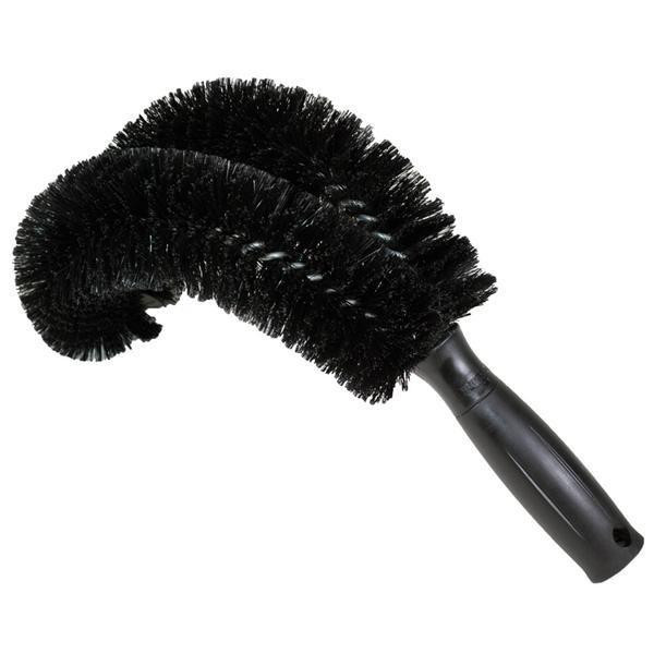 Unger Pipe Brush, Curved 11in, Unger - Black curved pipe cleaning brush with nylon bristles and ergonomic handle