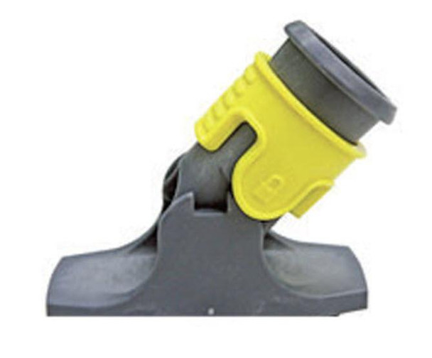 Unger nLite Swivel Socket, yellow and gray cleaning tool accessory with swiveling socket design.
