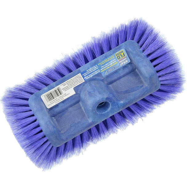 Ettore Brush Wrap around Flo Thru Ettore, blue cleaning brush with purple bristles and sturdy plastic handle for heavy-duty scrubbing.