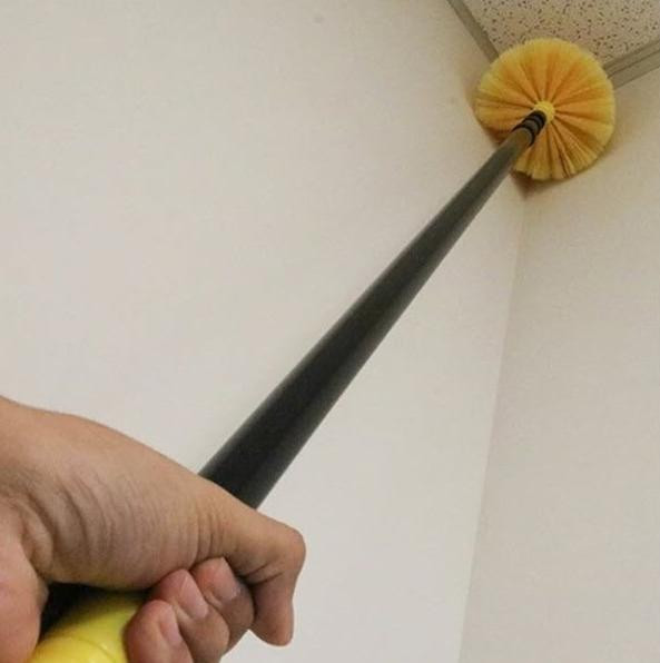 Ettore Cobweb Duster with 9ft Pole, long-handled cleaning tool for removing cobwebs from ceilings and high corners.