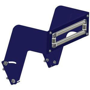 J.Racenstein Reel Bracket Roller Assembly Cox, blue reel bracket with metal roller and mounting components.