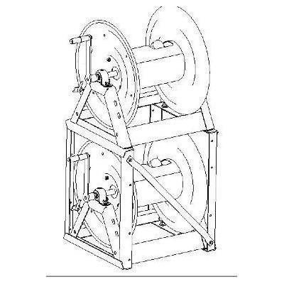 J.Racenstein Stacking Bracket for 1125 Reels Cox, line drawing illustration of the bracket designed for reel stacking with detailed structural components.