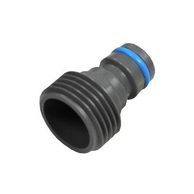 Unger HydroPower Ultra Water Out Hose Connect, black and blue plastic hose connector with ridges for secure fitting.