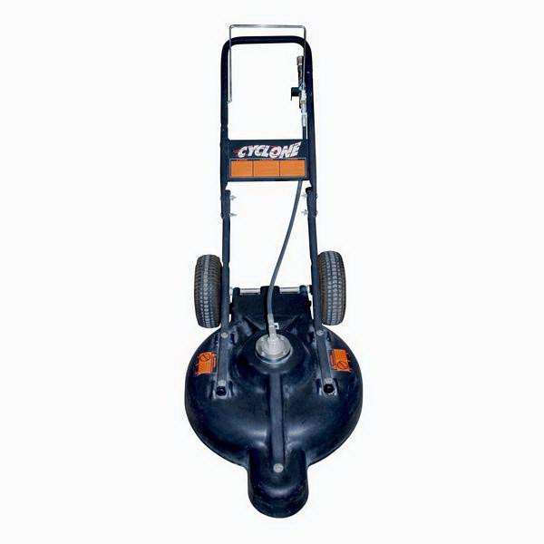 J.Racenstein Cyclone Surface Cleaner 20in, top view of a black and blue surface cleaning tool with two wheels and a handle for cleaning large surface areas.