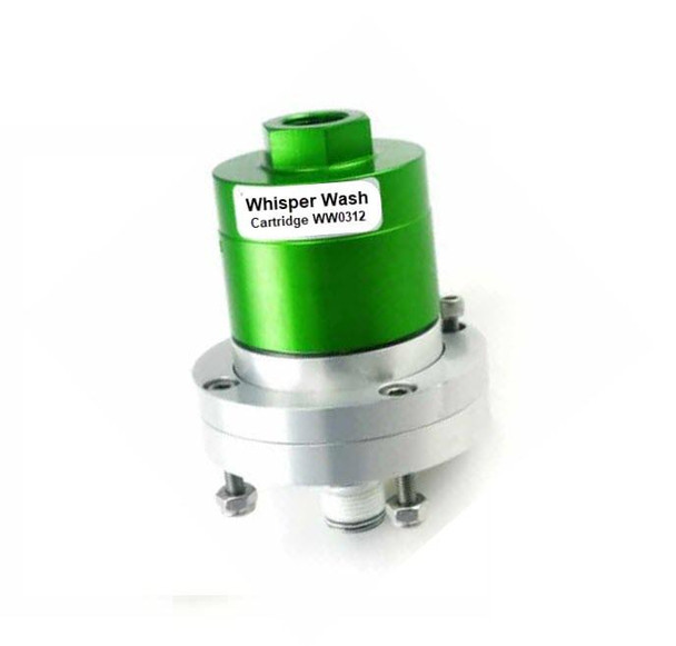 PressurePro Swivel Assembly Series 3 for Whisper Pro, green and silver mechanical component with label and threaded connections.