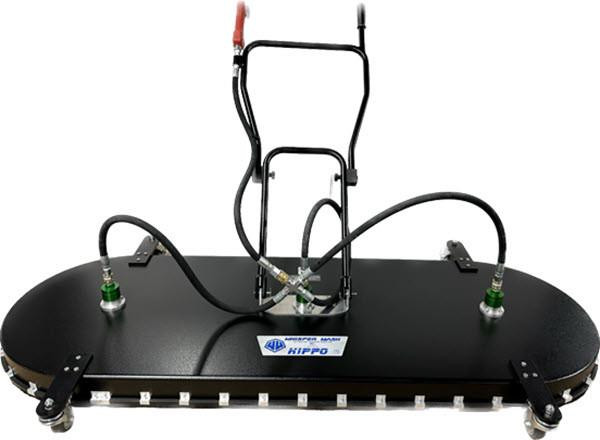 J.Racenstein Whisper Wash Hippo 6ft 3 Bar 14 GPM Min, industrial cleaning machine with a black oval base, multiple hoses, and a handle for operation.