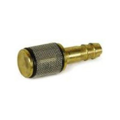 J.Racenstein Brass 1/4in Pickup Line Chem Filter w/Ch, brass filter with mesh screen and a 1/4 inch connector for chemical filtration.