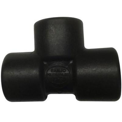ProTool Tee Fitting 1/2in FNPT Banjo, black plastic T-shaped pipe fitting for plumbing and pneumatic systems.