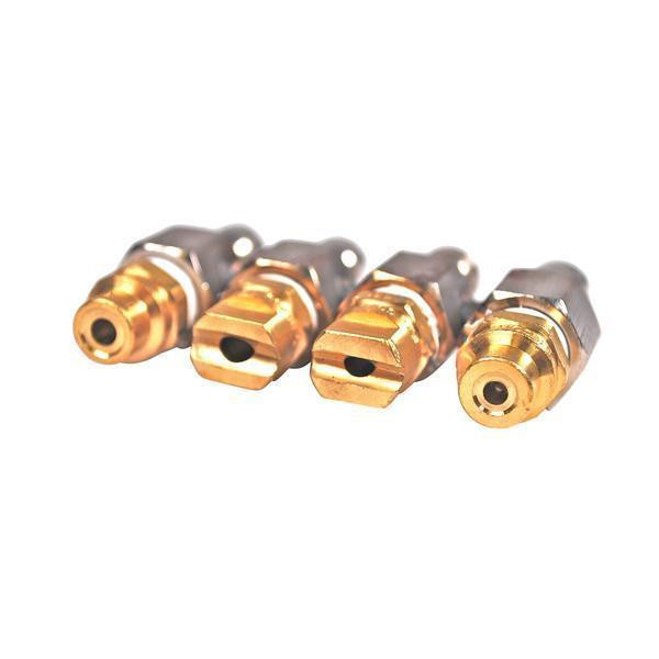 J.Racenstein 4 Tip Soft Wash 0020 0030 2520 4020, set of four tips for soft washing equipment with gold-colored nozzles and stainless steel bodies.