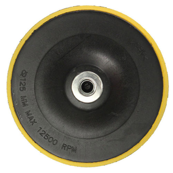 ProTool Pad Adapter 5in with M10 Socket, black and yellow polishing or grinding wheel for power tools, with 125mm diameter, 2500 RPM rotation speed.