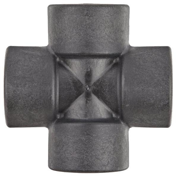 J.Racenstein Cross 3/4in Poly, a plastic cross fitting for plumbing and irrigation systems.