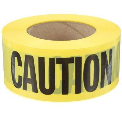ProTool Caution Tape 1000ft Yellow, roll of bright yellow caution tape with bold black lettering reading 'CAUTION' for safety and warning purposes.