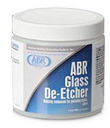 J.Racenstein Glass De-Etcher Pt, container of ABR Glass De-Etcher for etching glass surfaces.