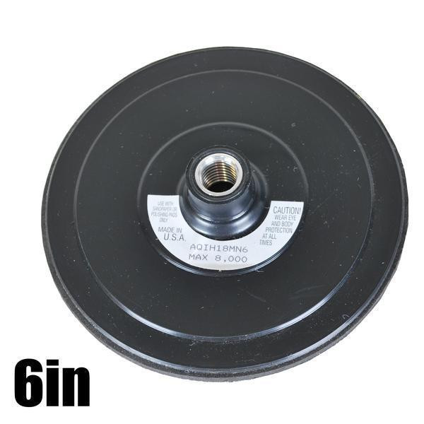 ProTool Pad Adaptor 6 Inch, black circular pad with threaded center hole for power tools.
