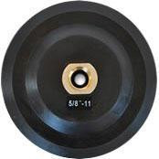 ProTool Pad Adaptor 5in for 5/8-11 shaft, circular black adaptor with brass center fitting labeled 5/8-11