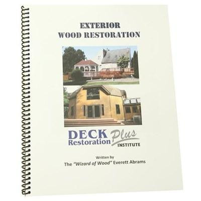 ProTool Exterior Wood Restoration Manual DRP, book cover showing exterior woodworking restoration techniques for decks and outdoor wood surfaces.