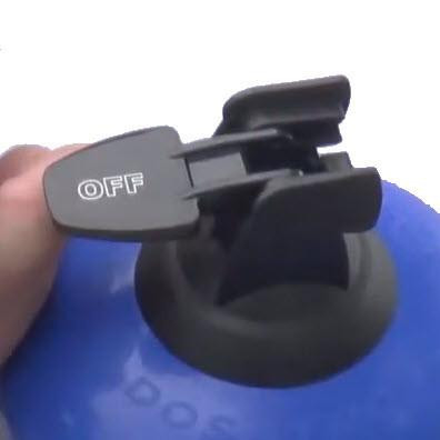 ProTool Clever Bypass Switch, close-up view of the device being held by a person's hand with a round base and a switch labeled OFF.